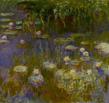 Flores Painting - Lirios de agua amarillos y lilas Claude Monet Impresionismo Flores